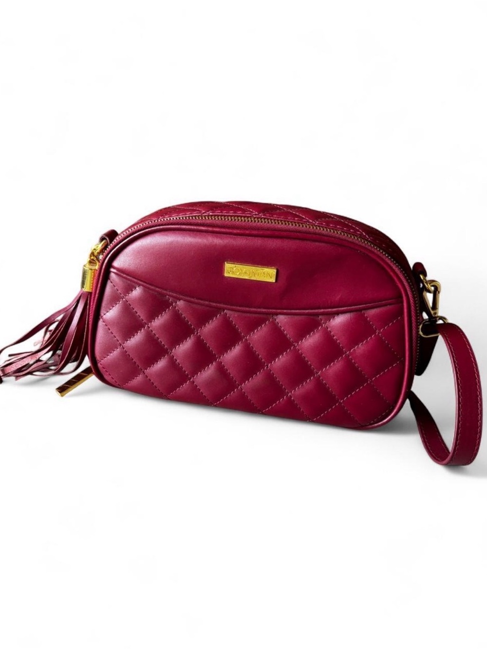 Joy & Iman Quilted Wine Crossbody Bag with Tassel
